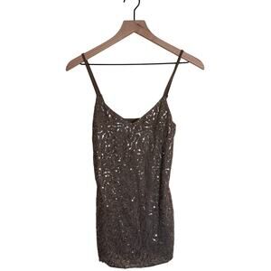 VANITY Y2K sequin lace overlay going out top layering cami M